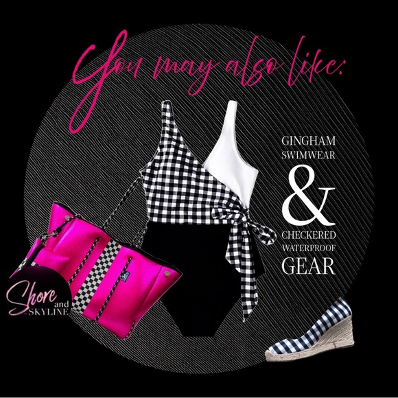 Neoprene Racer Tote Bag Prix Hot Pink or Titanium Disco racing checks waterproof - Picture 5 of 16